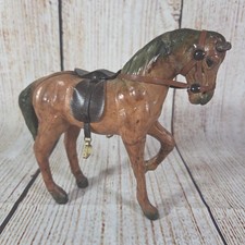Vintage Leather Wrapped Horse With Saddle 6.5"