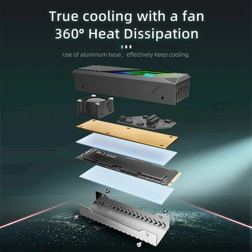 Solid State Drive Cooler SSD Cooler 5V 3 Pin ARGB Brass Heat Sink B G8J54639 - Afbeelding 9 van 10
