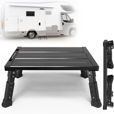 Adjustable RV Step Stool, 3-Step Height Adjustment, Foldable Legs, Wide Anti-Sli