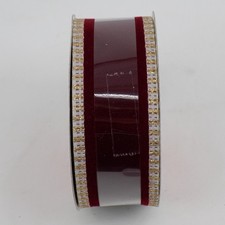 Maroon Velvet Band White and Gold Wired Edge Christmas Ribbon 1.5" x 25ft New