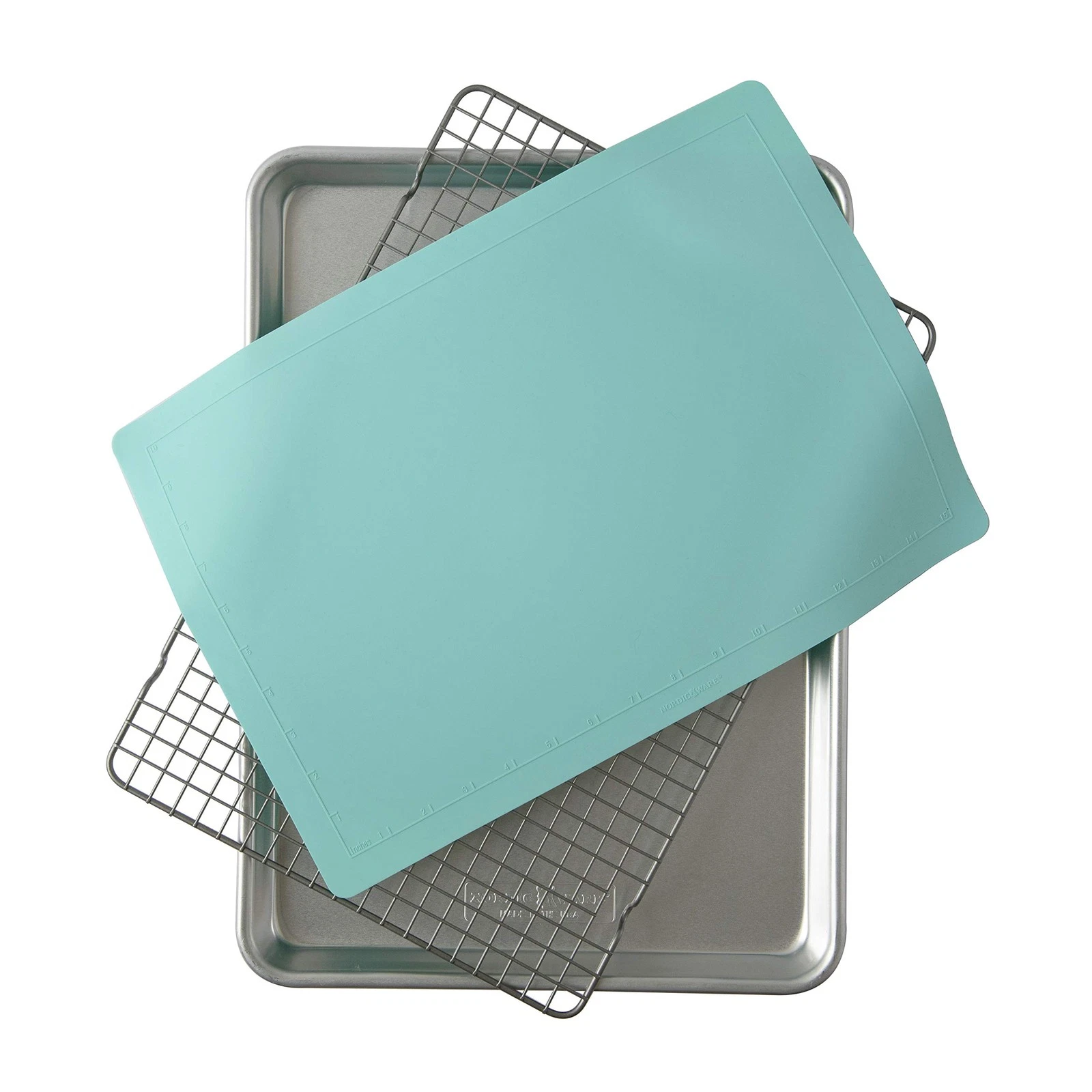 Nordic Ware Half Sheet Pan Set with Silicone Baking Mat and Cooling Rack
