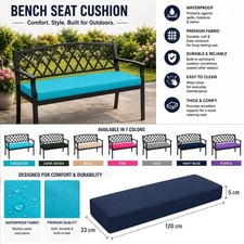 Outdoor 2 Seater Bench Cushion Waterproof Garden Patio Seat Pad 120x33x5cm