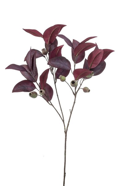 Artplants KüNstlicher Eukalyptus Zweig Vizimir Burgunderrot, 80Cm-image