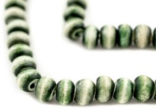 Dark Green Rustic Bone Mala Beads 12mm Nepal Round Large Hole 34 Inch Strand