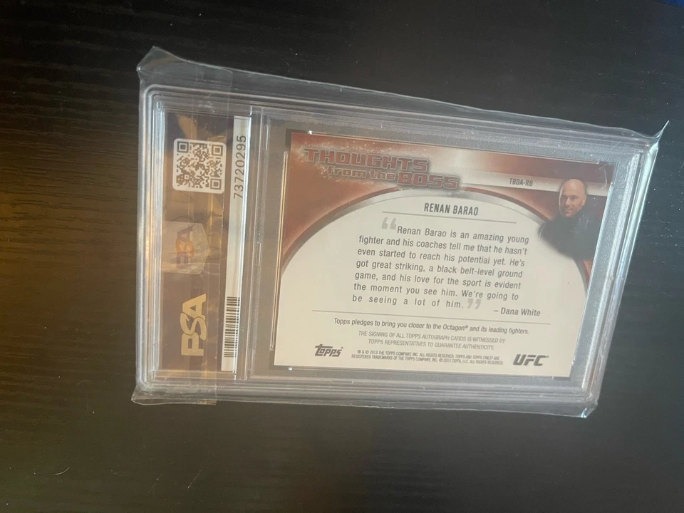 2015 TOPPS Ufc Psa 9 THOUGHTS FROM THE BOSS Barao/ Dana White DUAL AUTO # 22/25 - Image 2 of 2