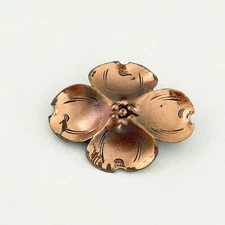 Vintage Stuart Nye Copper Dogwood Flower Brooch Pin