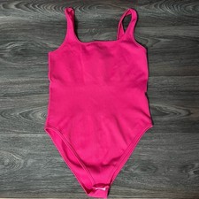OQQ Square Neck Tank Ribbed Bodysuit Size XL Pink