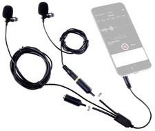 Professional Lavalier Lapel Clip-on Interview Podcast Microphone with Seconda...