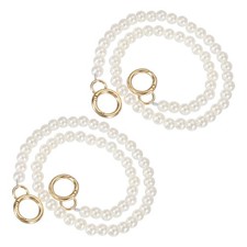 2Pcs Imitation Pearl Purse Strap, 20" Handbag Chain with Spring Clasp, 10mm
