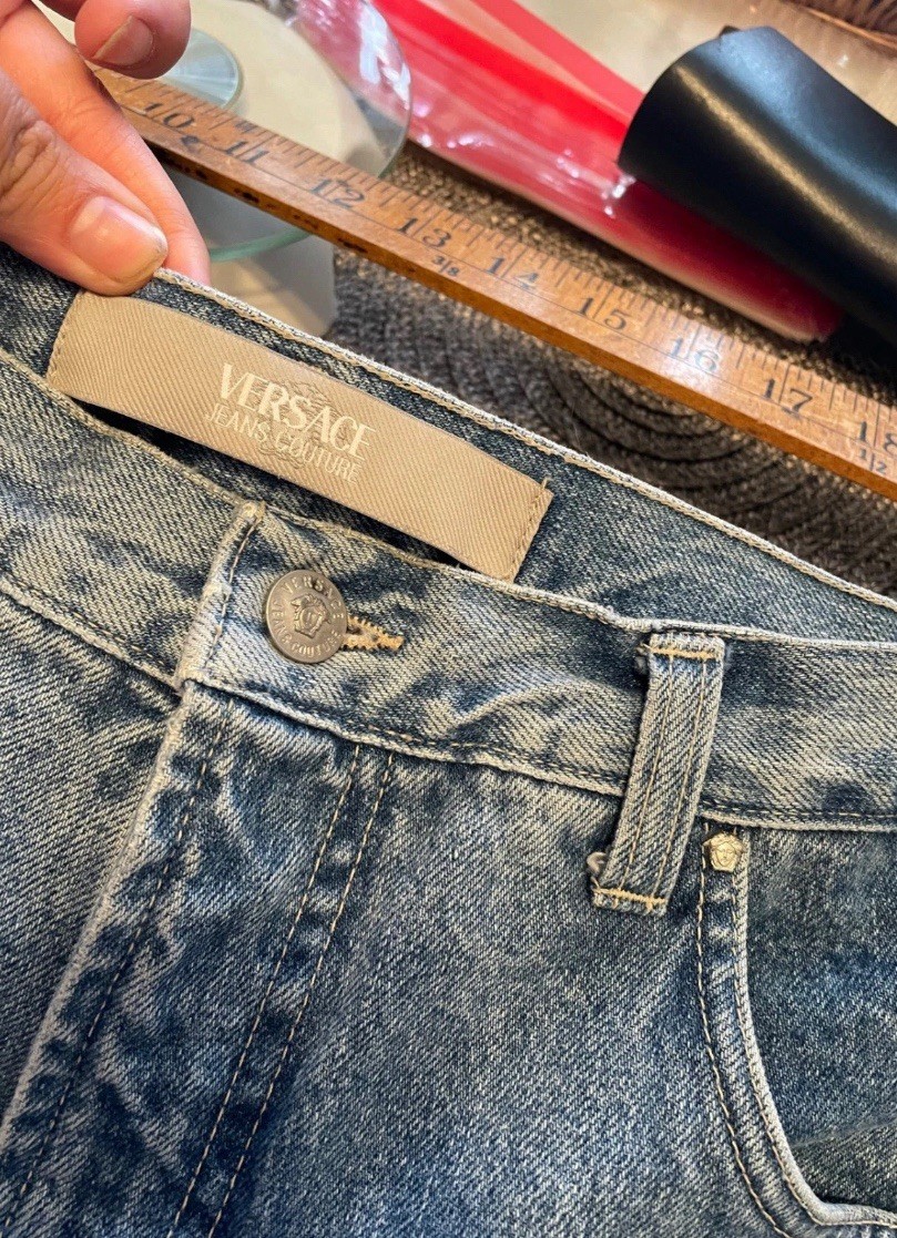 Versace Jeans Couture Mens Vintage Made in Italy Straight Leg Blue Denim 36x32 View 5