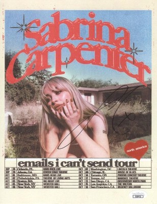 Sabrina Carpenter Signed Autograph 8.5x11 Emails I Can't Send Tour