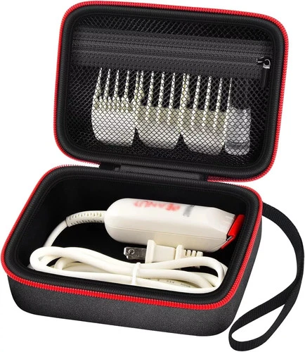 White Peanut Classic clipper/trimmer in open red and black zippered case with product image and brand logo on packaging.