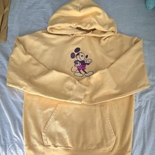 Disney Mickey Mouse Beige Hoodie Sweatshirt Unisex Adult Size L Graphic Top
