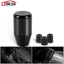 Black Carbon Fiber Universal Aluminum Trim Manual Gear Shift Knob Shifter Lever