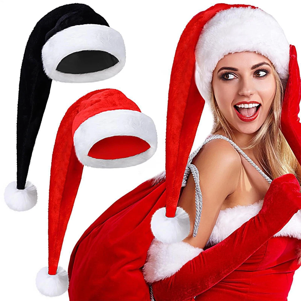 Sombrero Largo de Papá Noel Terciopelo Suave Navidad Elfos Sombreros Largos Unisex Adultos Juegos con disfraces Sombrero Foto 2 de 4