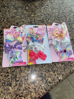 Lot De 3 Mini Nœuds JoJo Siwa Licorne - 9 Pièces Au Total, Rose Et Arc-en-ciel, Neuf Avec étiquettes