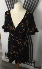 “Pretty Little Thing” Mini-dress (UK 8) Black/Floral Yellow