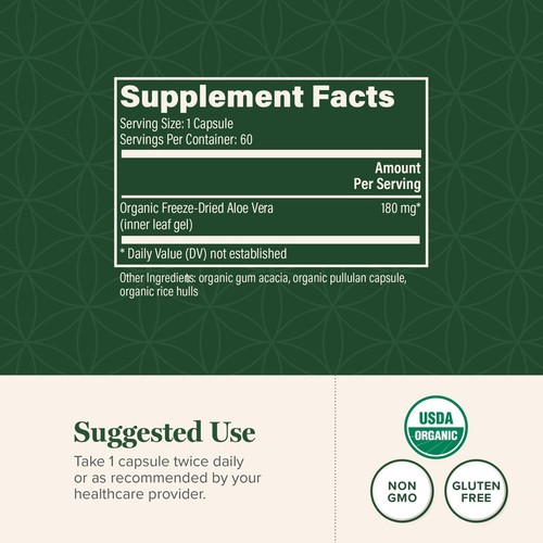Organic Aloe Vera Supplement 60 Count Gut Health Immune Support Vegan Friendly - Picture 3 of 6