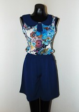 Vintage 1960s Floral Navy Shorts Romper in sz Small