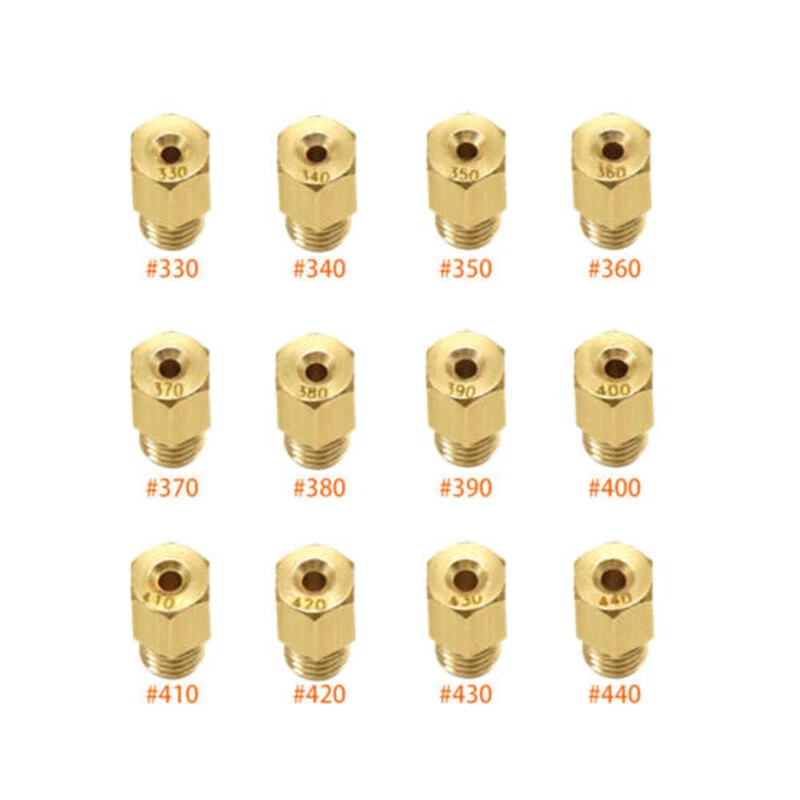12pcs Set Motorcycle Carburetor Main Jets For Mikuni VM28 TM38 TMX #330 - #440 — 第 3/4 张图片
