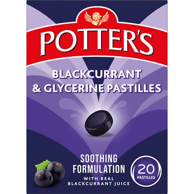 Potters Potter's Blackcurrant & Glycerine Soothing Formulation - 20 Pastilles X3
