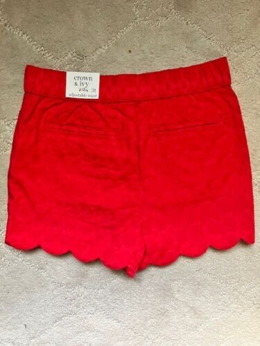NWT! CROWN & IVY Girl's Size 3T - Red Scalloped Edge Textured Shorts!