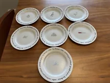 Pottery Barn Set of 7 Bar Lingo Cocktail Plates White Made in Thailand MINT Cond