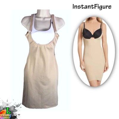 NWT Instant Figure L Underbust Tank Dress w/ Adjustable Bra Straps WDS40151 Nude