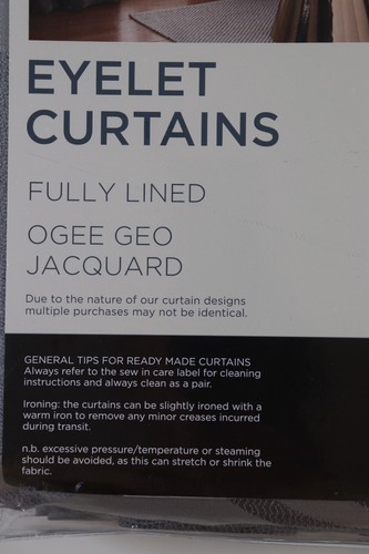 NEXT OGEE GEO JACQUARD EYELET FULLY LINED CURTAINS - GREY 46X54" / 117X137CM - Picture 6 of 18