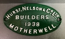 Hurst, Nelson & Co. Ltd., 1938, Builders, Motherwell, Worksplate Railway Plaque