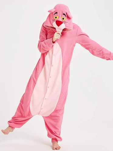 Women's Overalls Pyjamas Animal Pyjamas Unisex Overalls Hooded Pink Panther - Picture 3 of 15