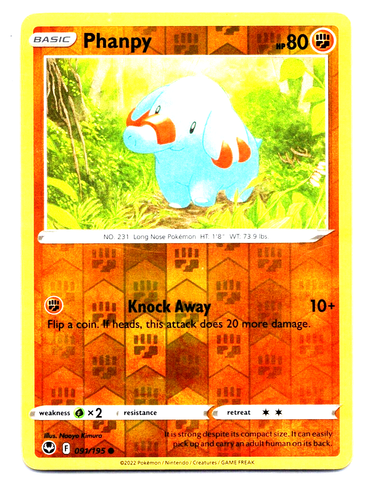 Pokémon Phanpy 091/195 Reverse Holo Common SWSH12: Silver Tempest