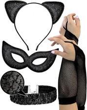 Black Cat Costume Accessories Cat Woman Costume for Women Halloween Sequins Masq