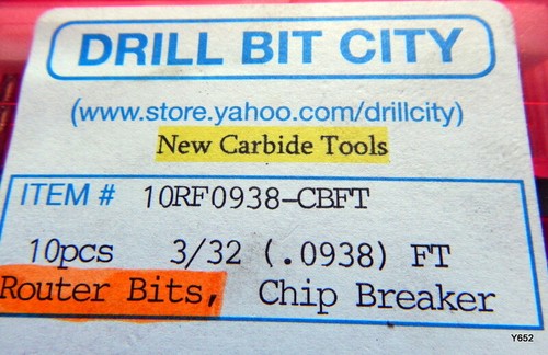 10 Piece Pack 3/32" Dia. .0938 FT Chip Breaker Router Bits 10RF0938-CBFT - Picture 2 of 3