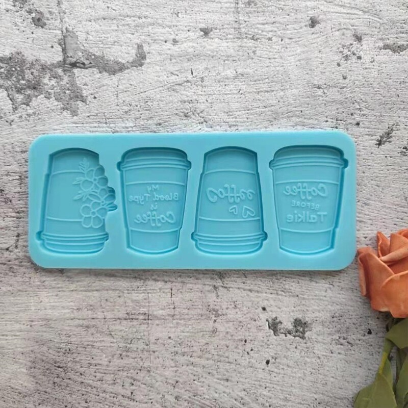 Epoxy Resin Mold Tray Four Coffee Cups Casting Silicone DIY Tool