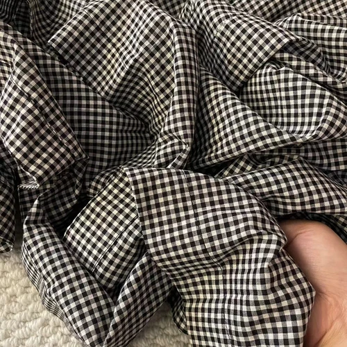 Doen Damen Kariertes Kurzarm Baumwolle Urlaub Tailliert Midikleid - Bild 3 von 5