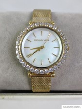 NEW Michael Kors Darci Crystal Gold  White Mother of Pearl Watch MK4629 NIB