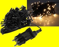 Led Aussen-Lichterkette 10M+5M/100 Leds Warmweiß +Netzteil IP44 Xmas Weihnachten