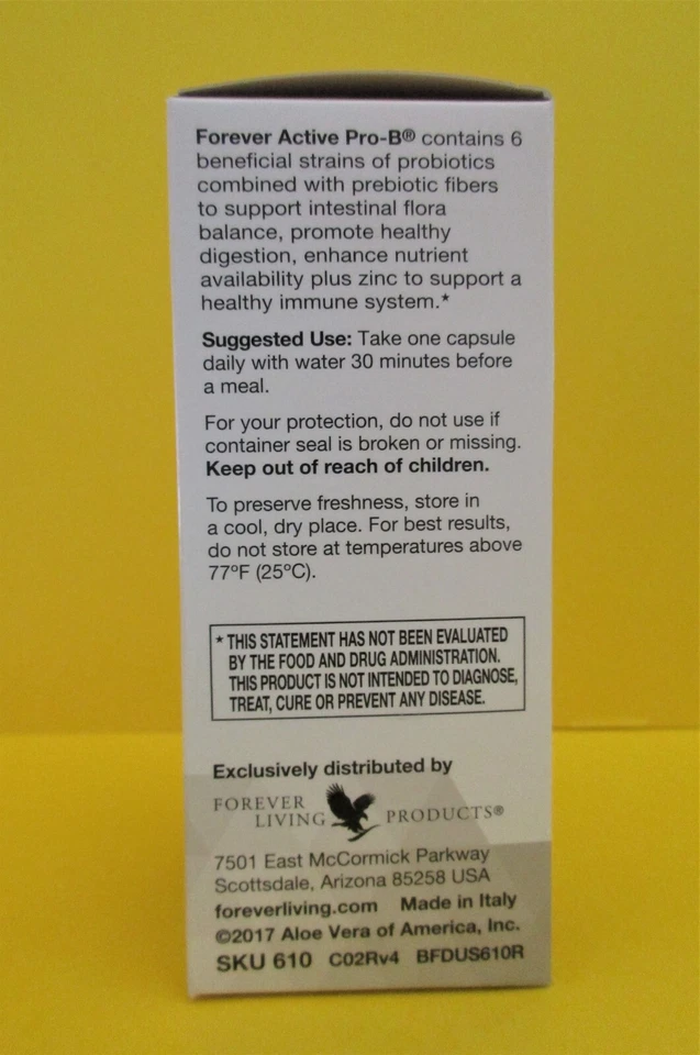 Forever Active Pro-B Probióticos 6 cepas + Zinc Salud intestinal Kosher 8 mil millones de UFC Foto 4 de 4