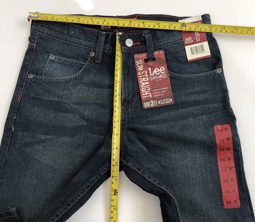 Lee Boy Jean 14regular Dark Blue Slim Straight Leg Adjustable Waist Band - Picture 3 of 6