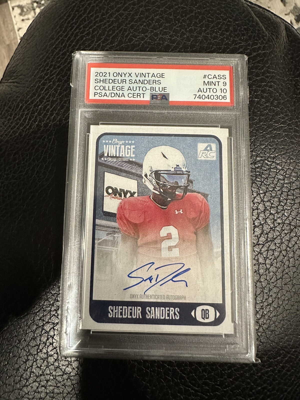 Shedeur Sanders 2021 ONYX Vintage Football BLUE Auto /400 Mint PSA 9 Auto 10 