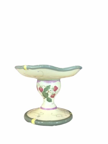 PartyLite Candle Holder Small Strawberry Season Floral Design Creamy Yellow - Picture 1 of 5