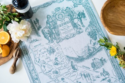California Map Tea Towel Jacquard Woven Cotton Kitchen Dish Towel Czech Republic