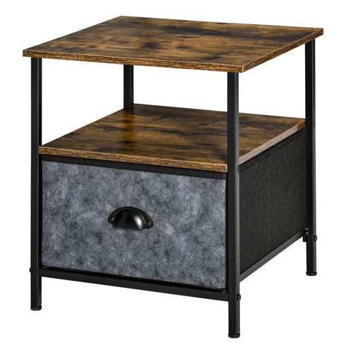 HOMCOM Side Table Vintage Nightstand Coffee Table w/ Drawer for Living Room - Picture 11 of 11