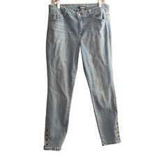 D.Jeans Blue Denim Rivets Grommets Eyelets Straight Leg Stretch Comfort Size 12