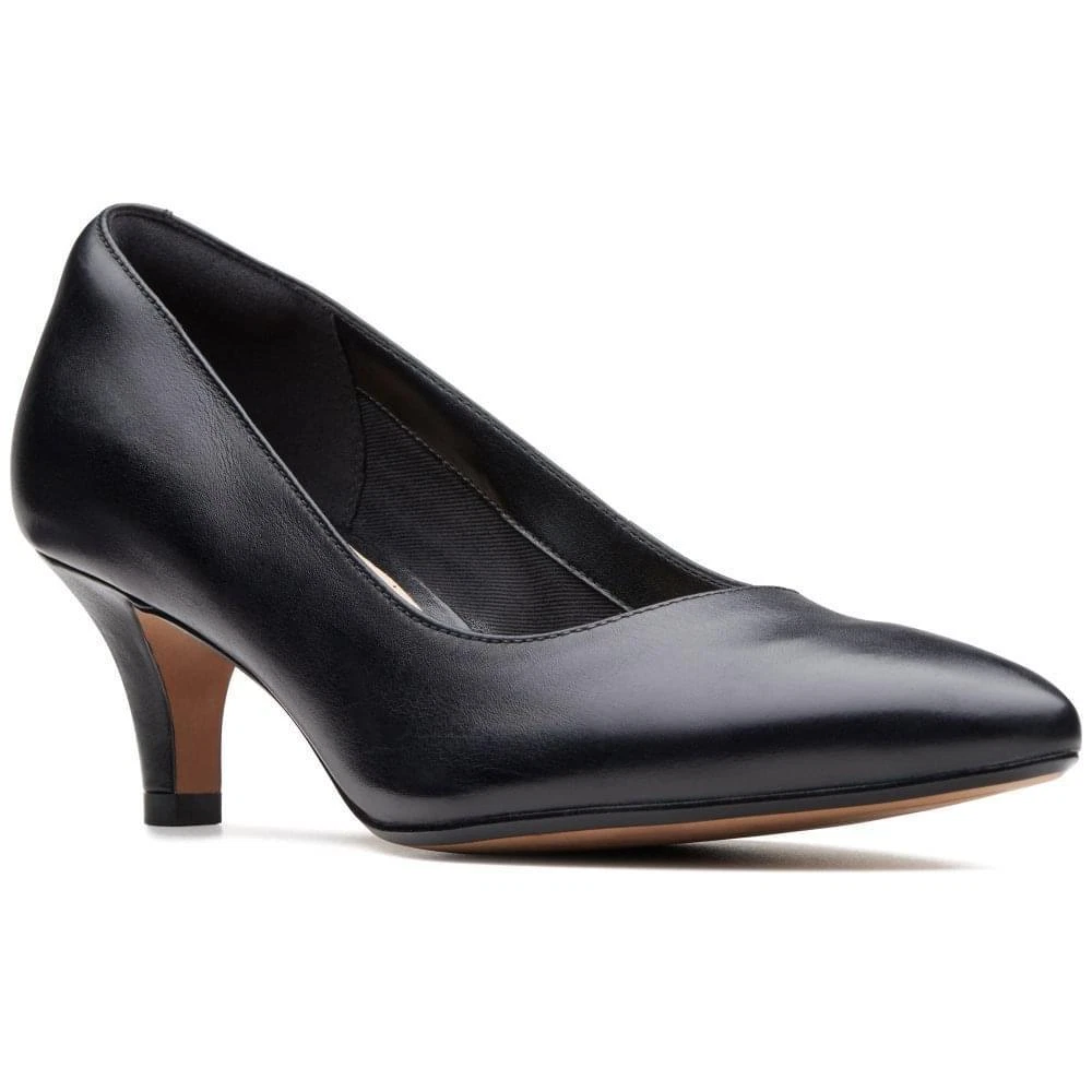 Clarks black court shoes deals