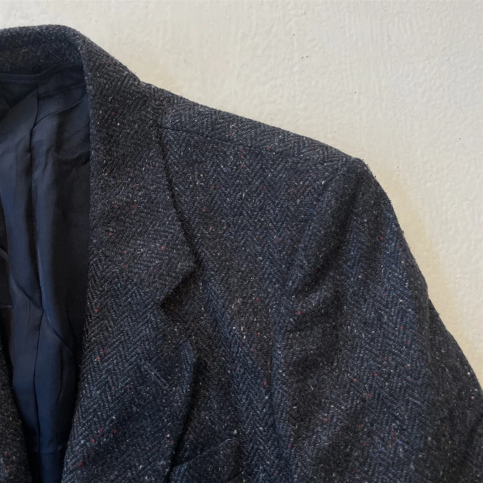 Blazer Abrigo Deportivo Traje Chaqueta De Colección Guy Laroche 38R Azul Espiga Mancha Tweed Foto 2 de 4