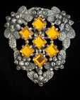 Vintage Dress Clip Cleavage Clip Yellow Gold Rhinestones set in Silver Metal — photo 5