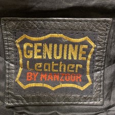 Vintage Manzoor Biker Best BLK Leather Mens LG HD Patches. Laced Side G39