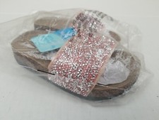 Sun Sky Girls Pink Silver Glitter Slide On Sandals, Size 9-10, NIP